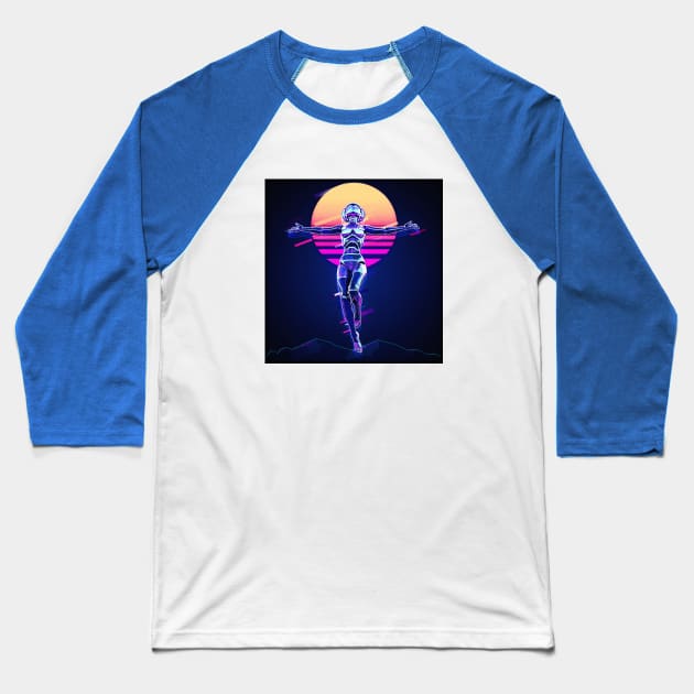 Cyber Messiah Baseball T-Shirt by ChrisOConnell
